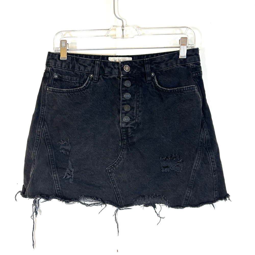 Free People We The Free Denim Distressed Mini Skirt